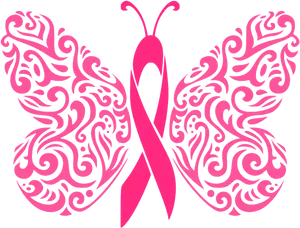 Breast Cancer Awareness Butterfly Ribbon PNG Image