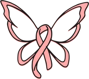 Breast Cancer Awareness Butterfly Ribbon PNG Image