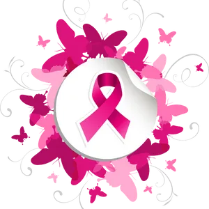 Breast Cancer Awareness Ribbon Butterflies PNG Image