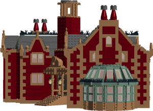 Brick Built Red Mansion PNG image with transparent background