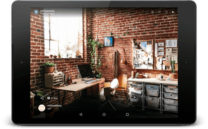 Brick Wall Studio Apartment Workspace PNG image with transparent background