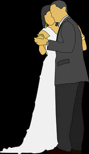 Brideand Groom Embrace Silhouette PNG image with transparent background