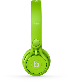 Bright Green Beats Mixr Headphones PNG Image