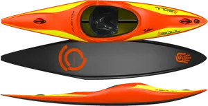 Bright Orange Kayak Design PNG Image