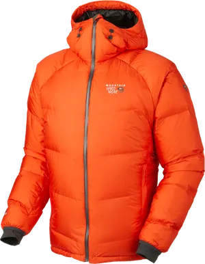 Bright Orange Puffer Jacket PNG Image