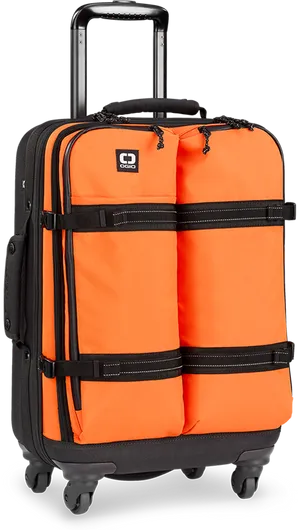 Bright Orange Softside Luggage Bag PNG Image