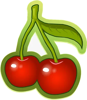 Bright Red Cherries Clipart PNG Image