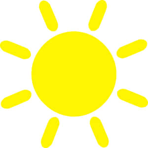 Bright Yellow Cartoon Sun PNG with transparent background