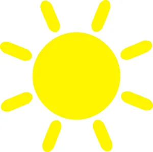 Bright Yellow Cartoon Sun PNG Image