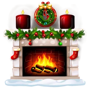 Brightly Lit Christmas Fireplace Png 06262024 PNG Image