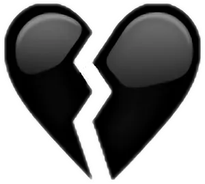 Broken Black Heart Emoji PNG Image