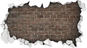 Broken Brick Wall Revealing Interior PNG Image