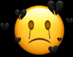 Broken Heart Emoji Surroundedby Black Hearts PNG image with transparent background
