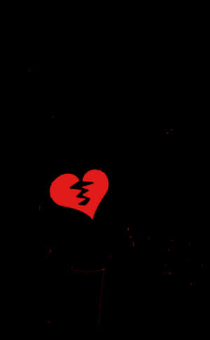 Broken Heart Redon Black PNG image with transparent background