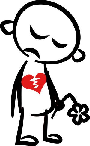 Broken Heart Redon Black PNG Image