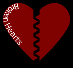 Broken Heart Symbolwith Text PNG image with transparent background