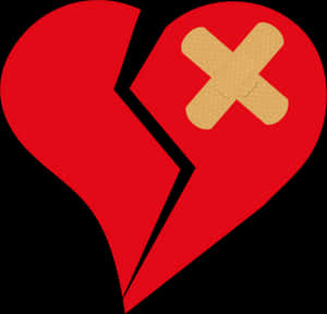 Broken Heart With Bandaid PNG image with transparent background