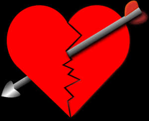 Broken Heartwith Arrow PNG image with transparent background
