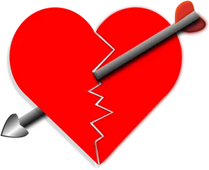 Broken Heartwith Arrow PNG Image