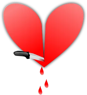 Broken Heartwith Knife PNG Image