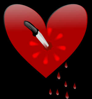 Broken Heartwith Knifeand Drops PNG image with transparent background