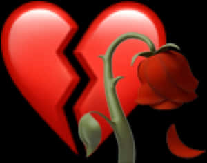 Broken Heartwith Rose Graphic PNG image with transparent background