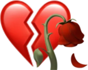 Broken Heartwith Rose Graphic PNG Image