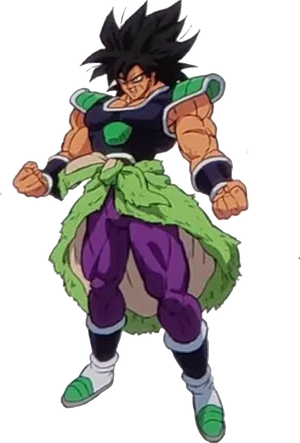 Broly Power Stance Anime Character PNG Image