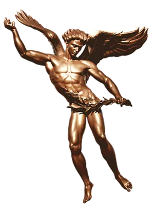 Bronze Angel Warrior Statue PNG Image