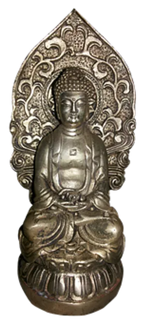 Bronze Buddha Statue Meditation Pose PNG Image