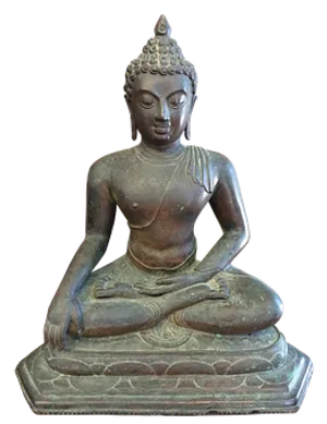 Bronze Buddha Statue Meditation Pose PNG Image