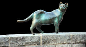 Bronze Cat Sculpture PNG image with transparent background