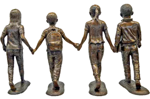 Bronze Children Handin Hand Sculpture PNG Image