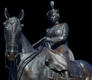 Bronze Equestrian Statue Queen PNG image with transparent background