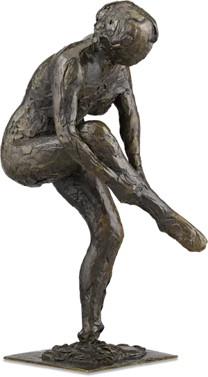 Bronze Figure Thinking Pose Sculpture PNG Image