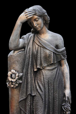 Bronze Grieving Woman Statue PNG image with transparent background