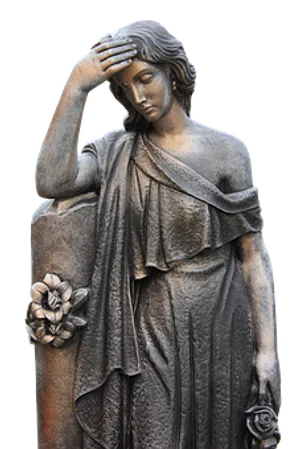 Bronze Grieving Woman Statue PNG Image