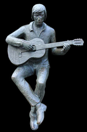 Bronze Guitarist Statue PNG image with transparent background