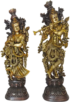 Bronze Radha Krishna Statues PNG Image