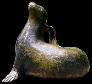 Bronze Seal Sculpture PNG image with transparent background