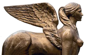 Bronze Sphinx Angel Sculpture PNG Image