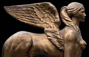 Bronze Sphinx Angel Sculpture PNG image with transparent background