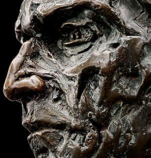 Bronze Statue Face Detail PNG image with transparent background