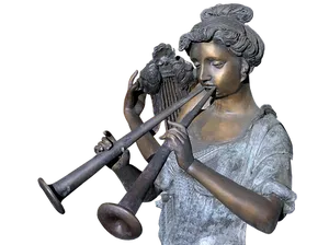 Bronze Statue Playing Trombone PNG Image