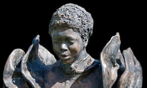 Bronze Statueof Boywith Birds PNG image with transparent background