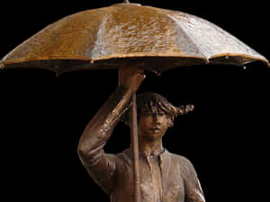 Bronze Umbrella Statue PNG image with transparent background