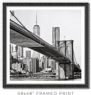 Brooklyn Bridge Manhattan Skyline Black And White PNG Image