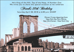 Brooklyn Bridge50th Birthday Invitation PNG image with transparent background