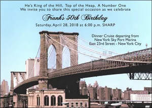 Brooklyn Bridge50th Birthday Invitation PNG Image