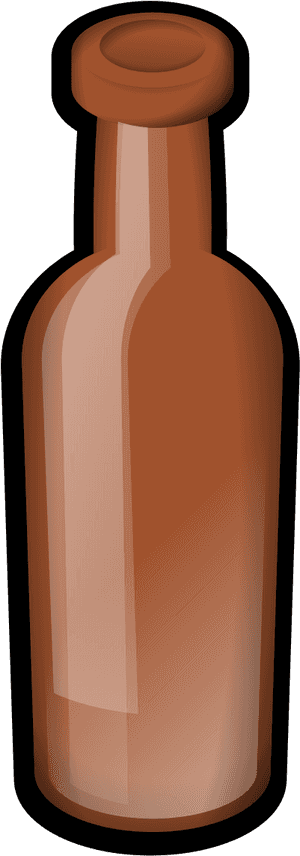 Brown Beer Bottle Illustration PNG
